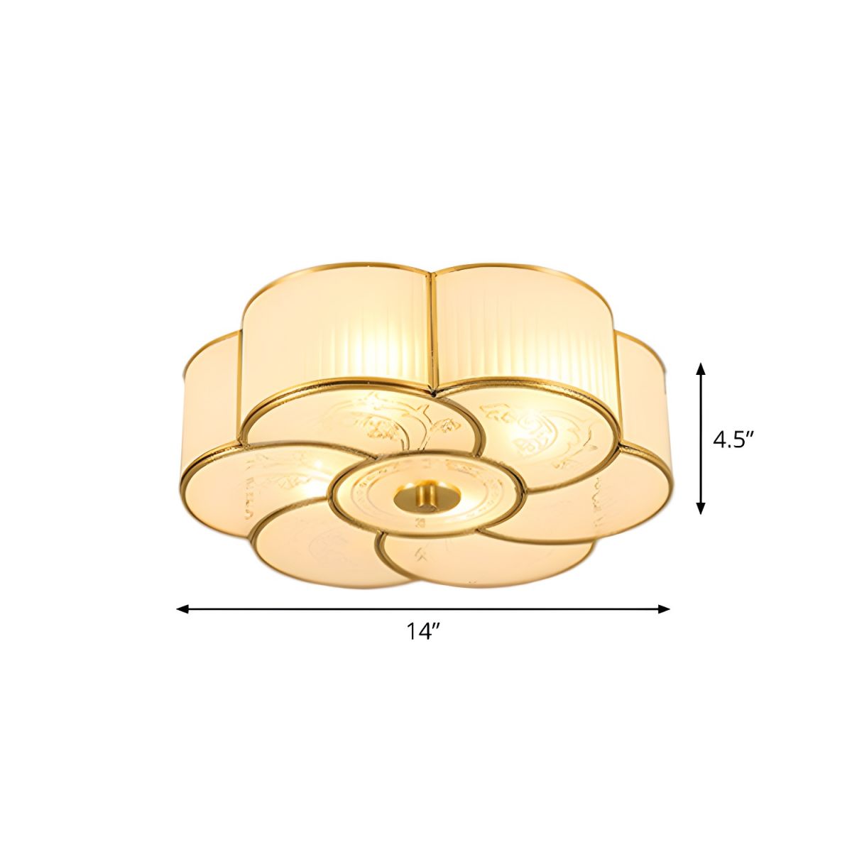 Ceiling Light Frosted Glass Flush Mount Vintage Brass | Florina