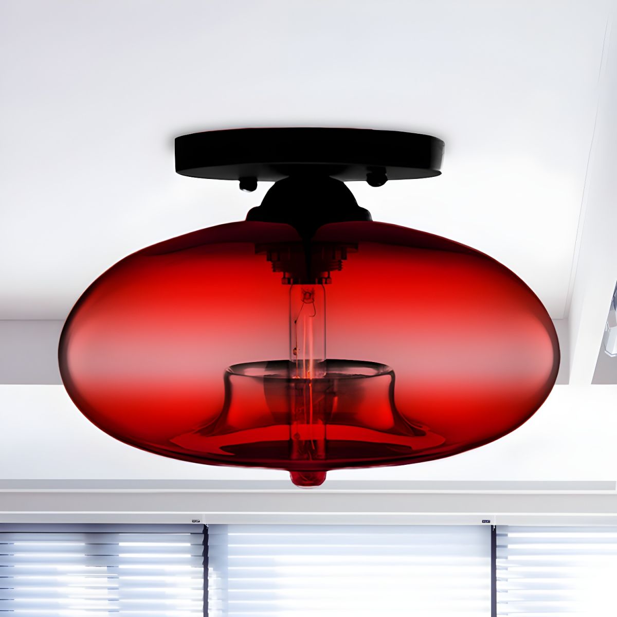 Ceiling Light Glass Oval Shade Industrial Style | Olviera