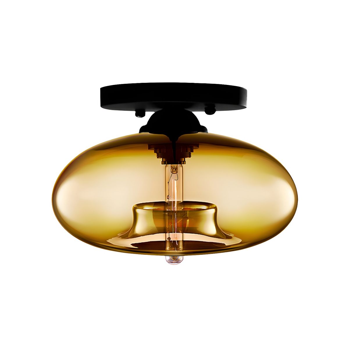 Ceiling Light Glass Oval Shade Industrial Style | Olviera