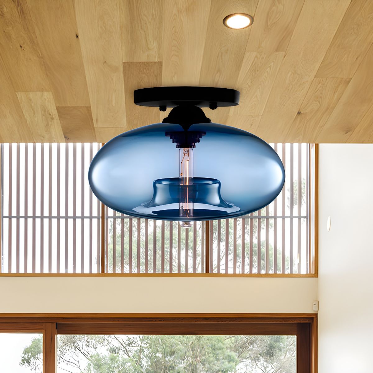 Ceiling Light Glass Oval Shade Industrial Style | Olviera
