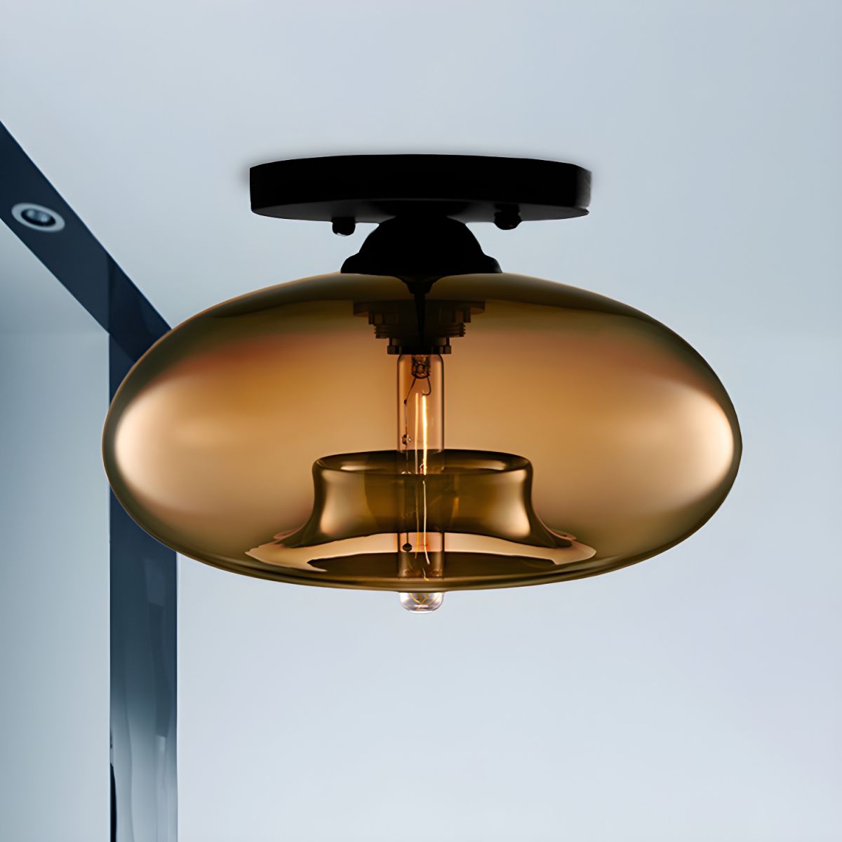 Ceiling Light Glass Oval Shade Industrial Style | Olviera