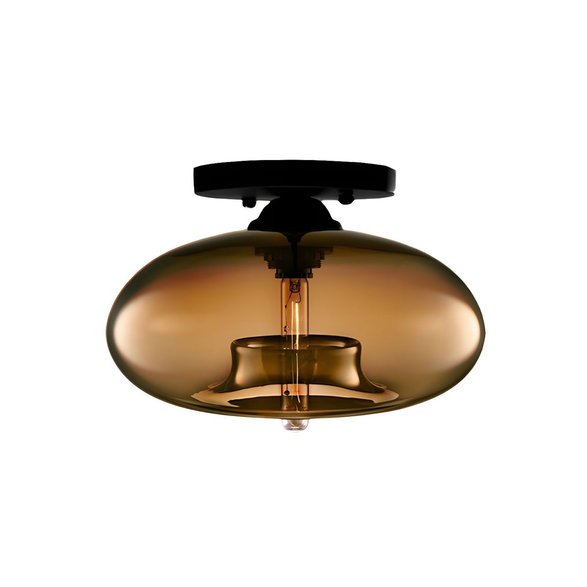 Ceiling Light Glass Oval Shade Industrial Style | Olviera