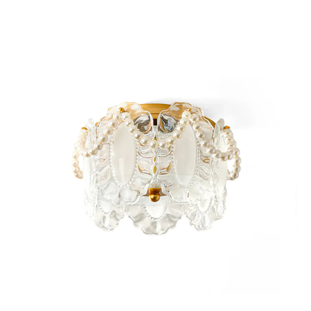 Ceiling Light Glass Petals with Pearl Detail Scandinavian Style | Perleza