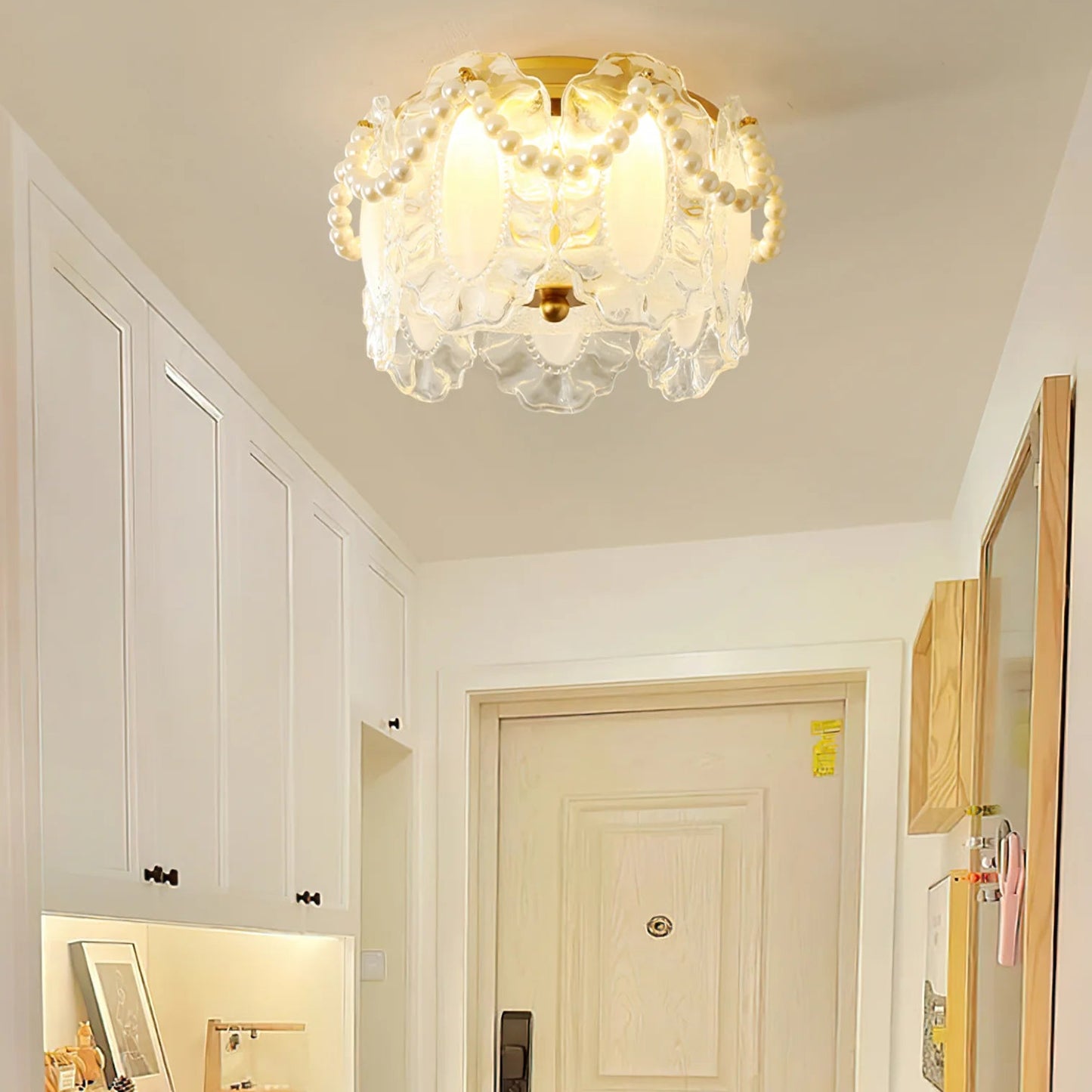 Ceiling Light Glass Petals with Pearl Detail Scandinavian Style | Perleza