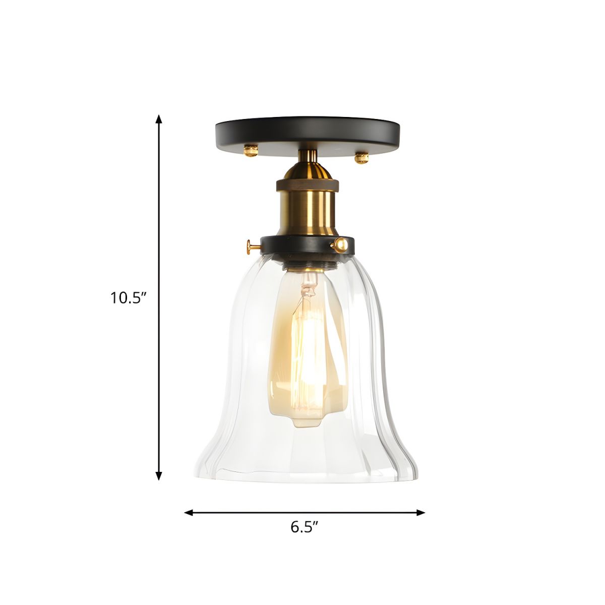 Ceiling Light Glass Semi Flush in Industrial Style | Brinora