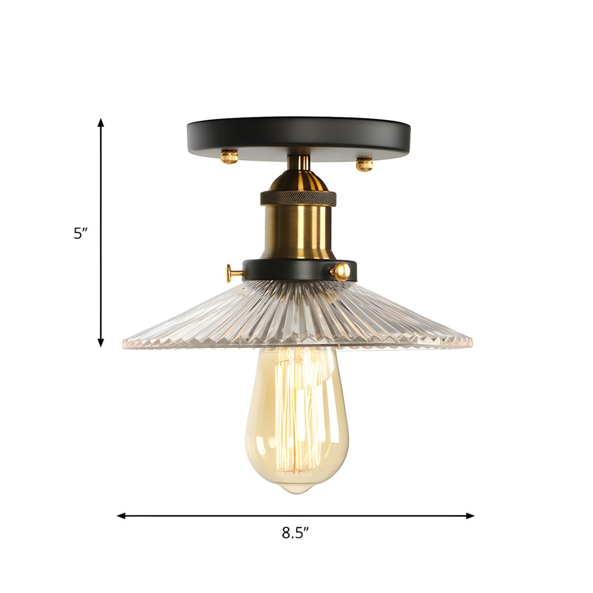 Ceiling Light Glass Semi Flush in Industrial Style | Brinora