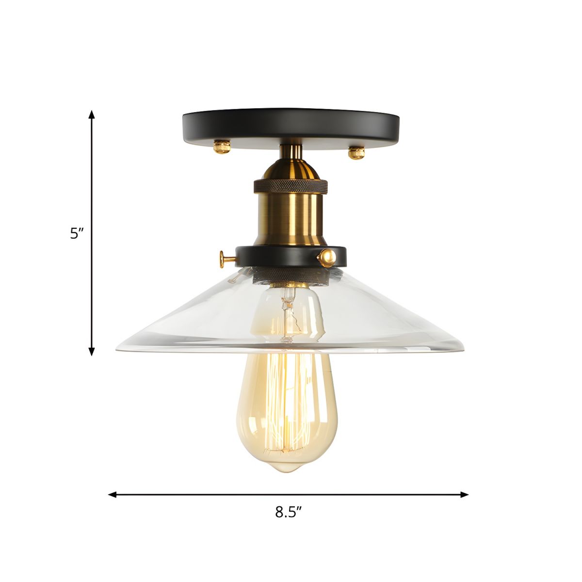 Ceiling Light Glass Semi Flush in Industrial Style | Brinora