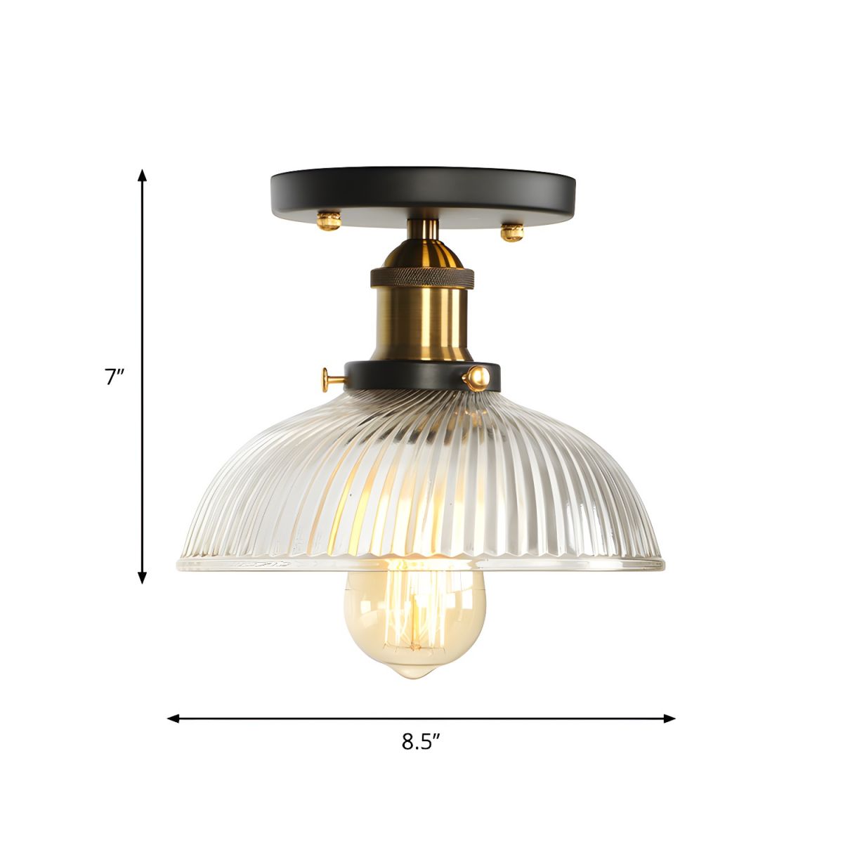 Ceiling Light Glass Semi Flush in Industrial Style | Brinora