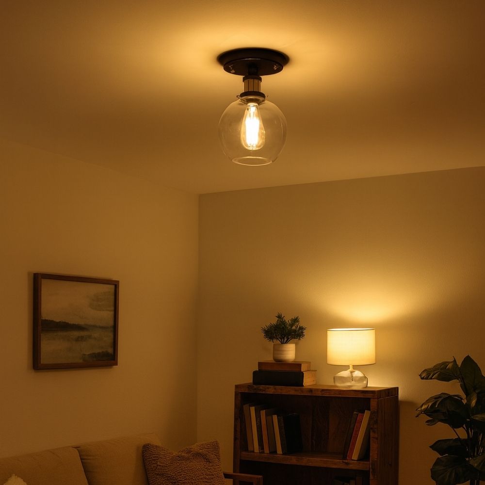 Ceiling Light Glass Semi Flush in Industrial Style | Brinora