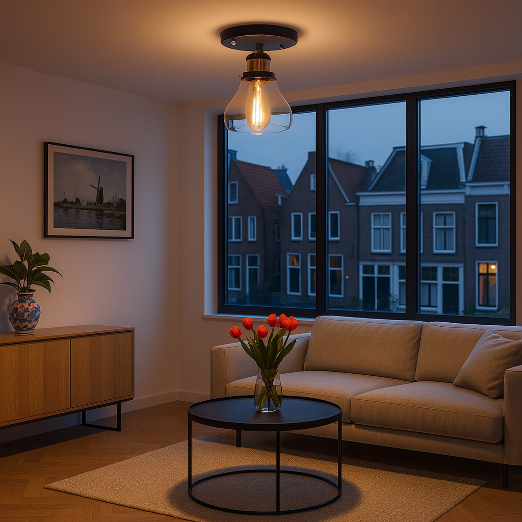 Ceiling Light Glass Semi Flush in Industrial Style | Brinora