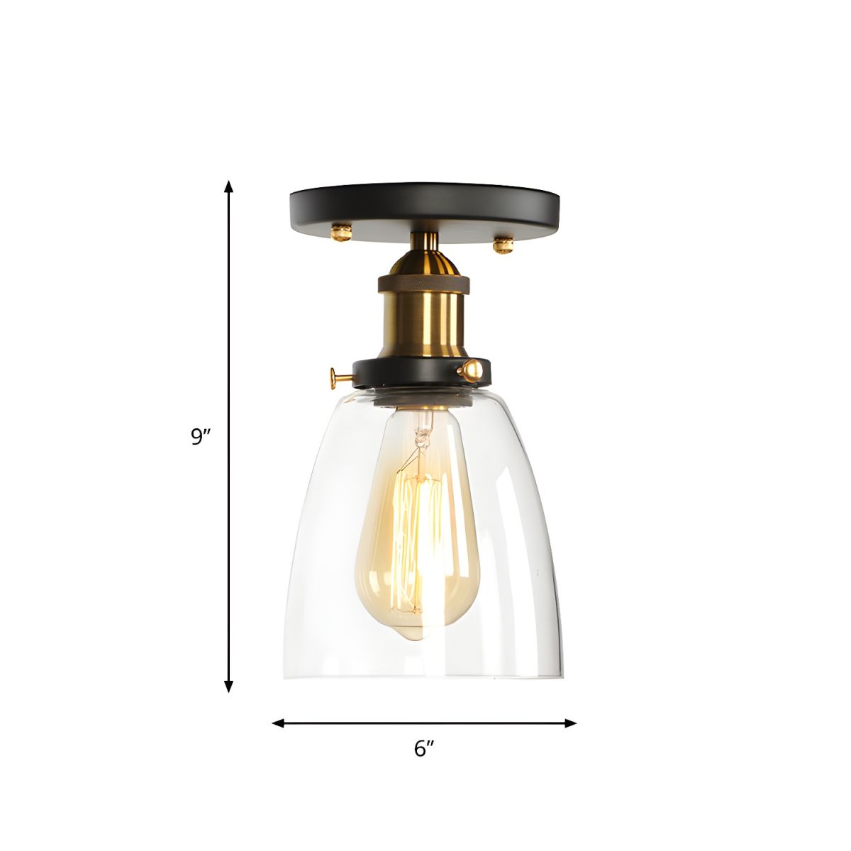 Ceiling Light Glass Semi Flush in Industrial Style | Brinora