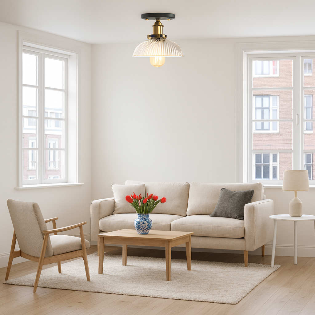 Ceiling Light Glass Semi Flush in Industrial Style | Brinora