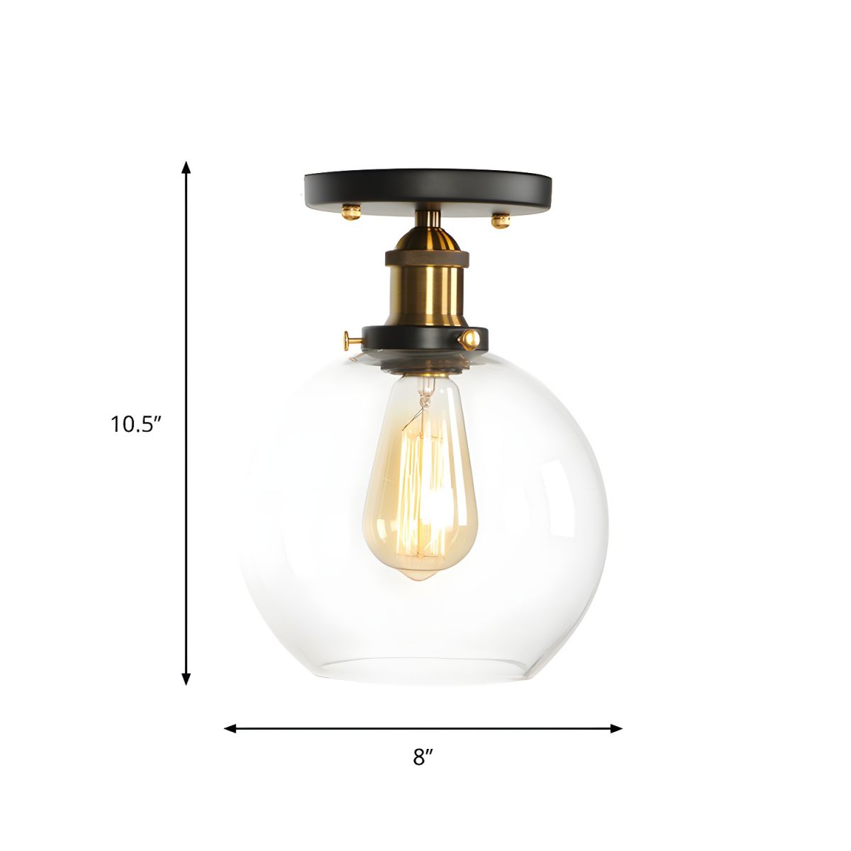 Ceiling Light Glass Semi Flush in Industrial Style | Brinora