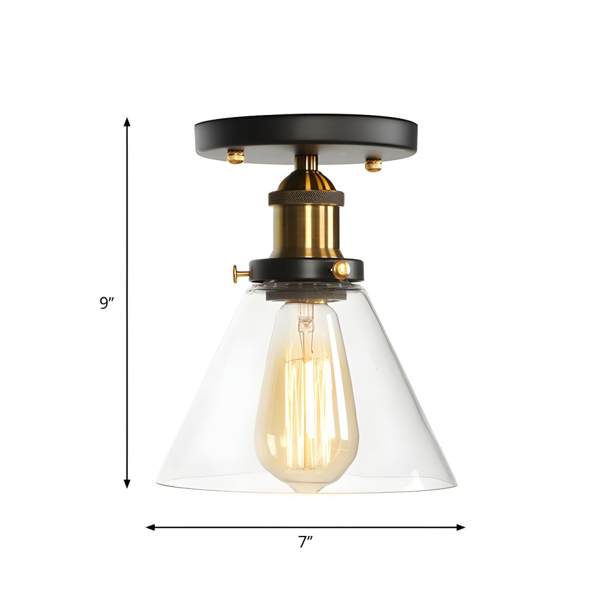 Ceiling Light Glass Semi Flush in Industrial Style | Brinora