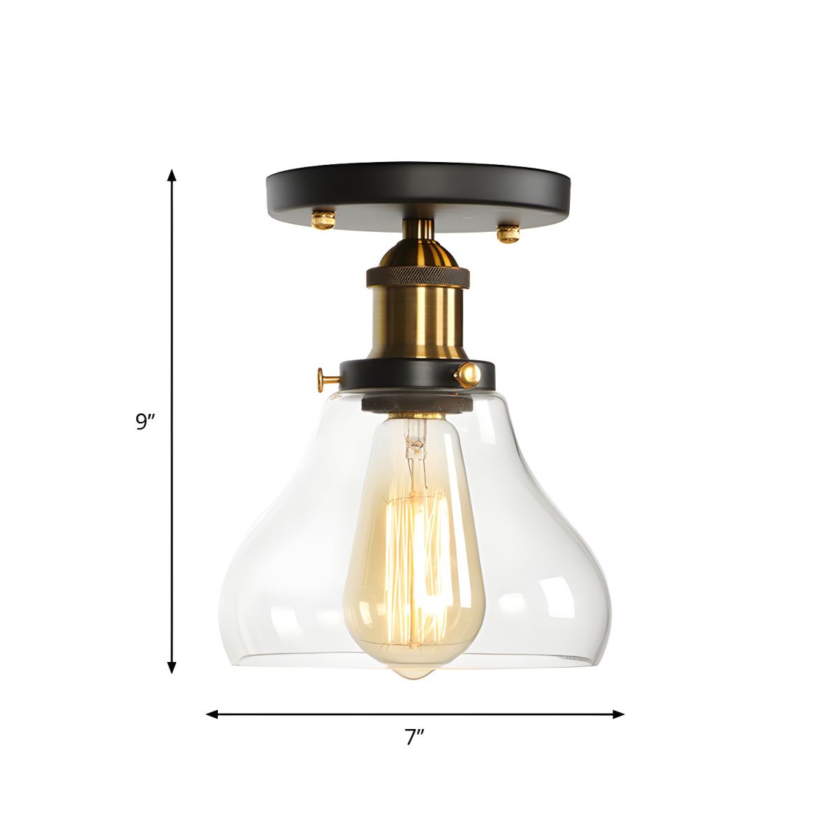 Ceiling Light Glass Semi Flush in Industrial Style | Brinora