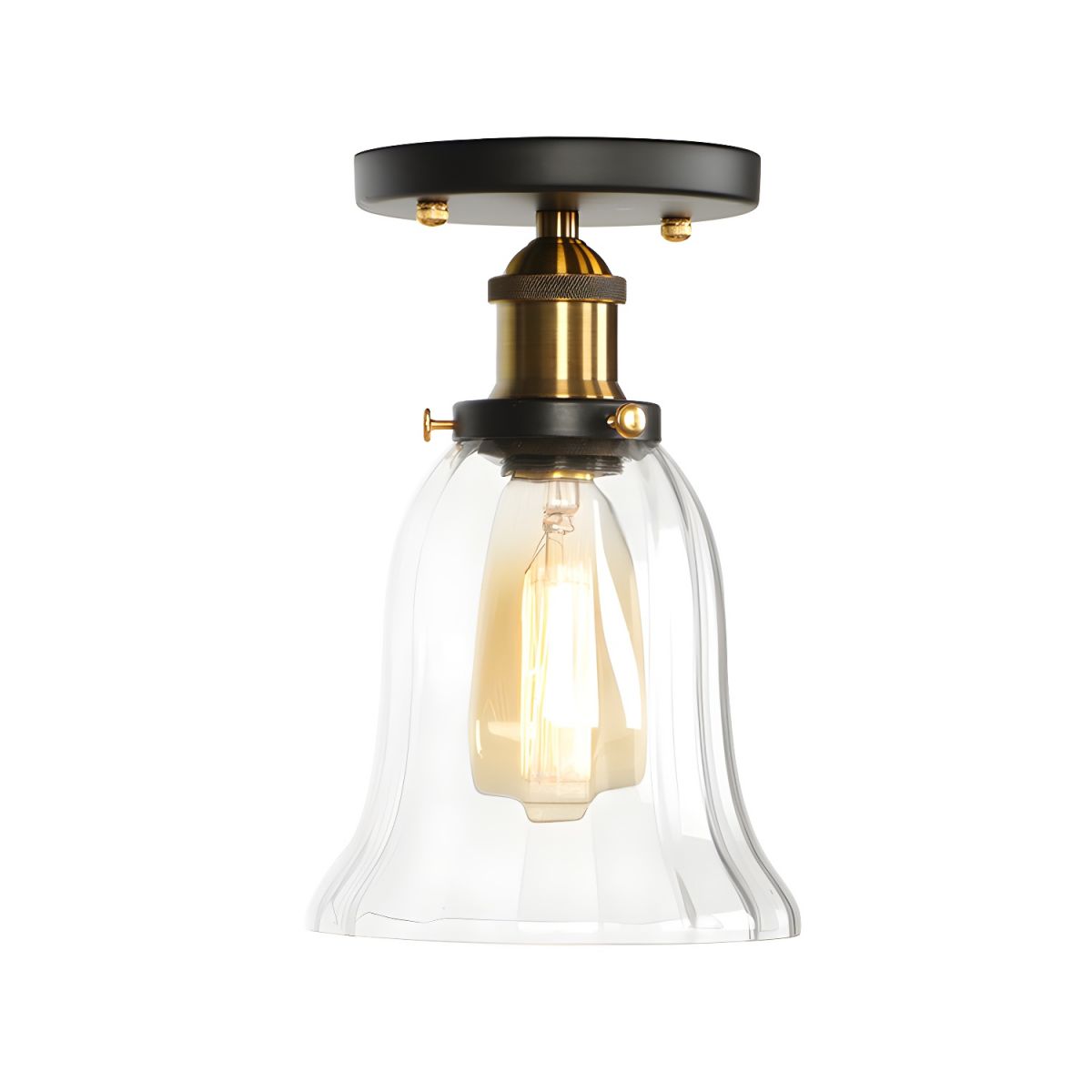 Ceiling Light Glass Semi Flush in Industrial Style | Brinora