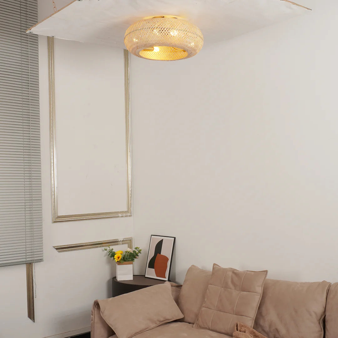 Ceiling Light Handwoven Bamboo Scandinavian Design | Vantor