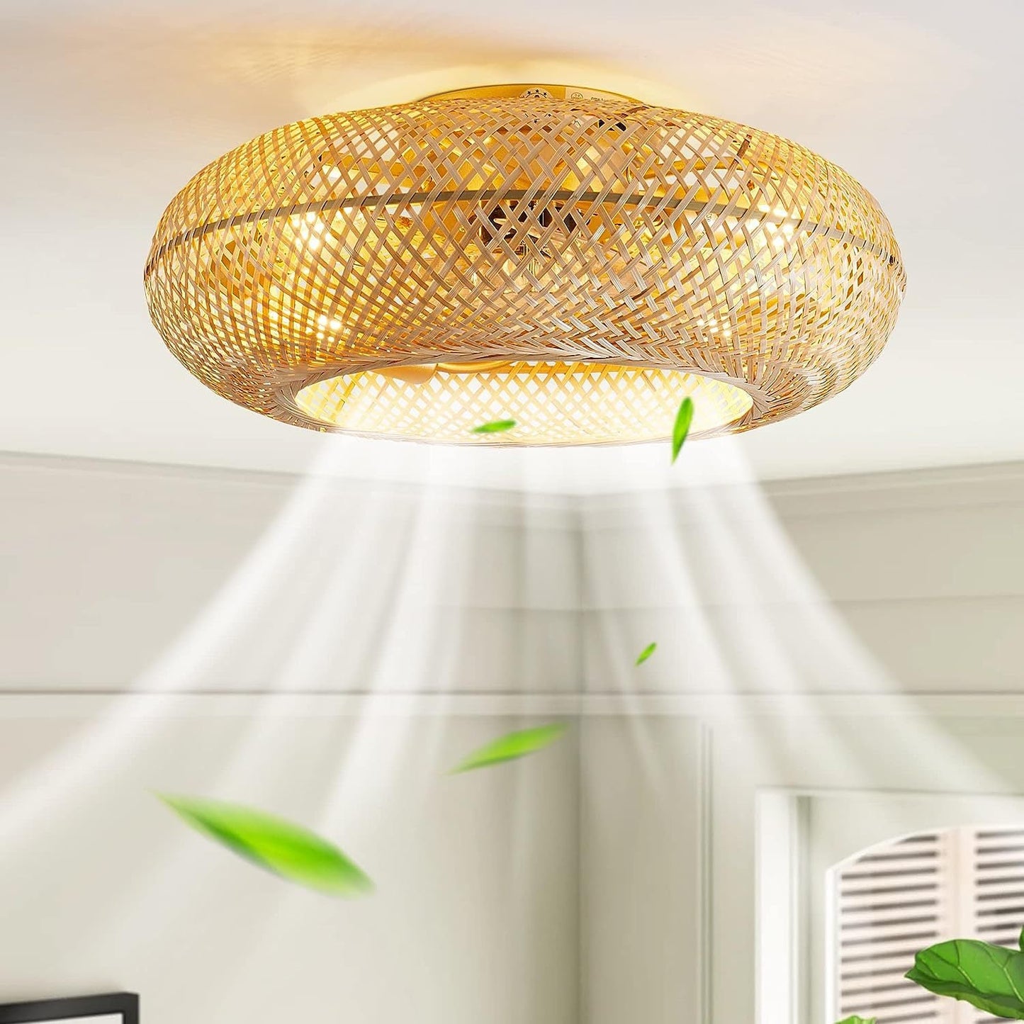 Ceiling Light Handwoven Bamboo Scandinavian Design | Vantor