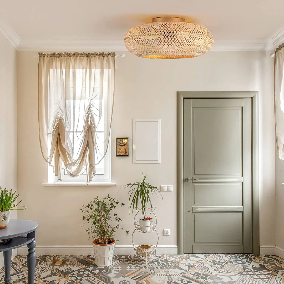 Ceiling Light Handwoven Bamboo Scandinavian Design | Vantor