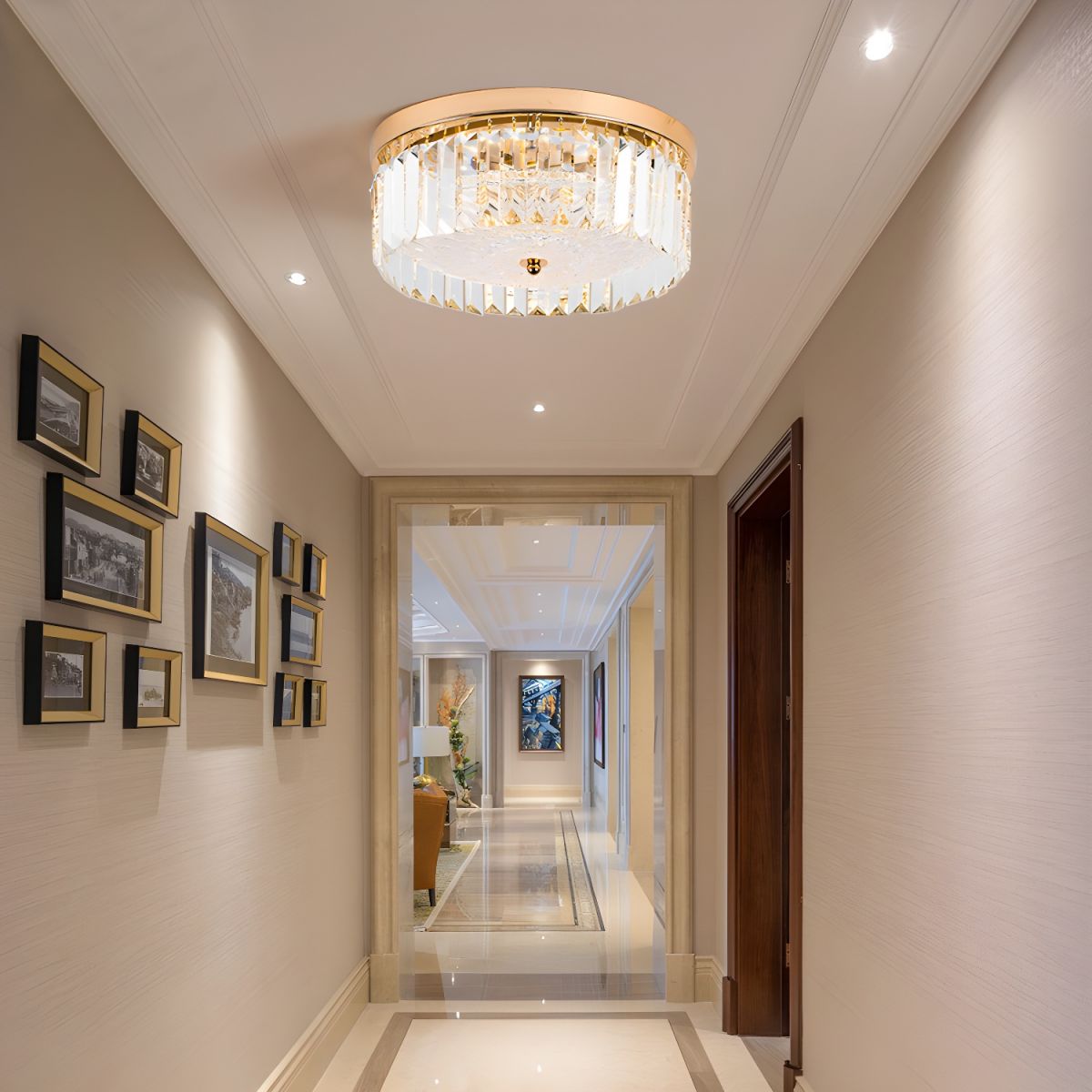 Ceiling Light LED Flush Mount Crystal Drum Modern | Solveta