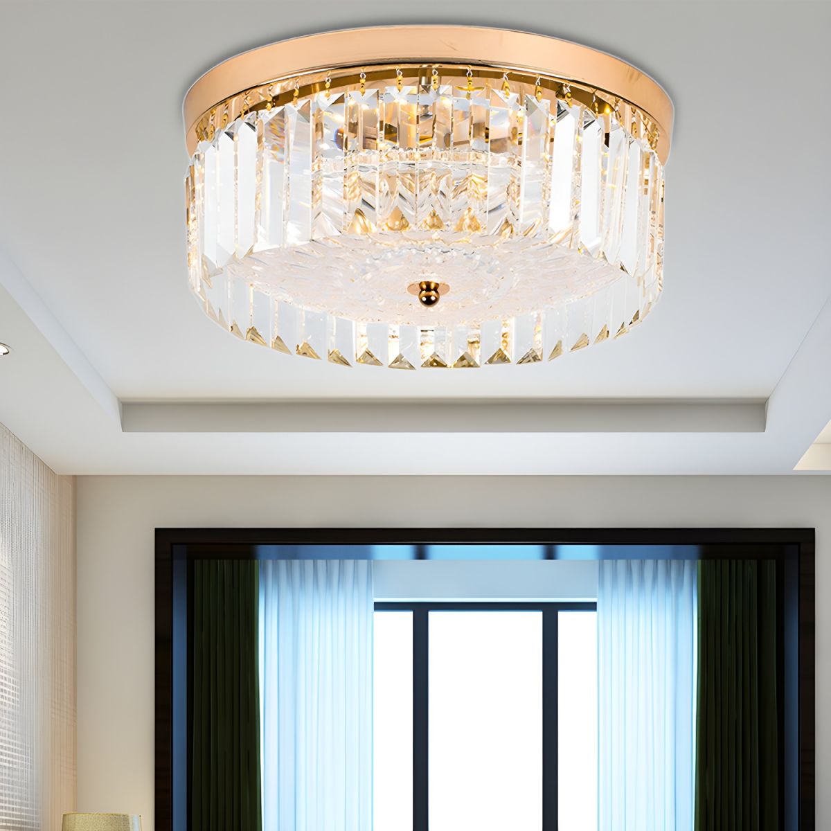 Ceiling Light LED Flush Mount Crystal Drum Modern | Solveta
