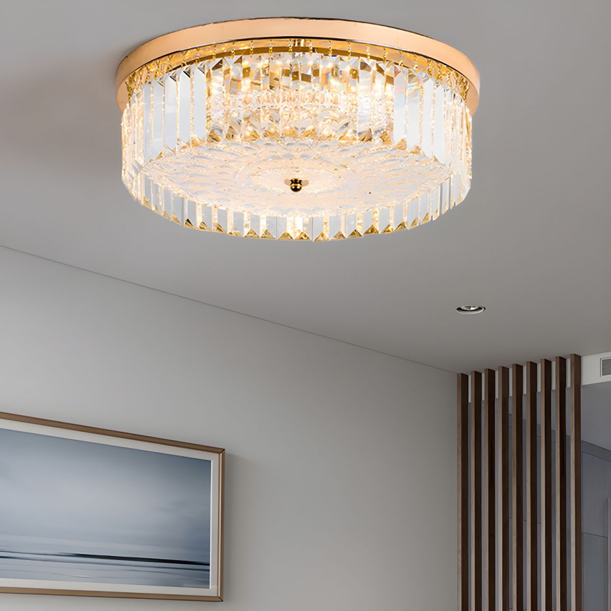 Ceiling Light LED Flush Mount Crystal Drum Modern | Solveta