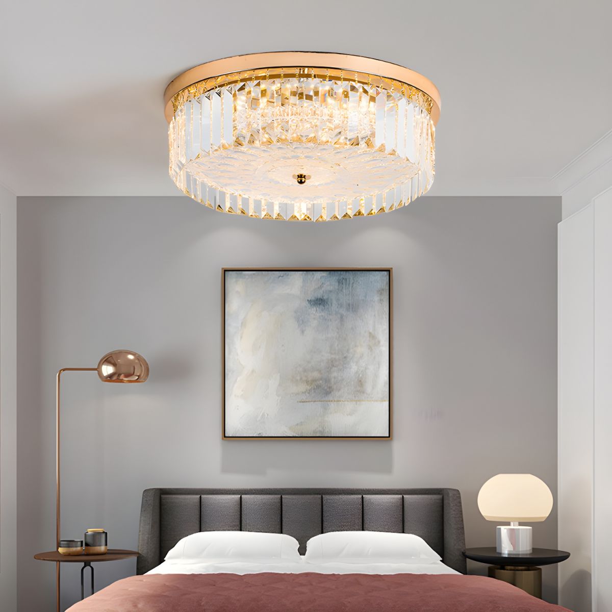 Ceiling Light LED Flush Mount Crystal Drum Modern | Solveta