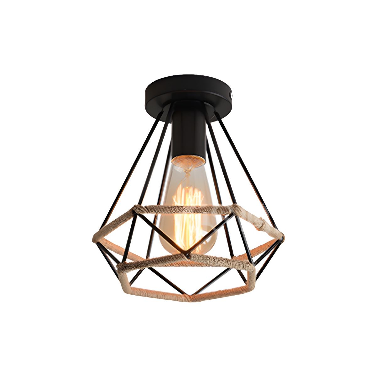 Ceiling Light Metal Rope Diamond Industrial Style | Norevo