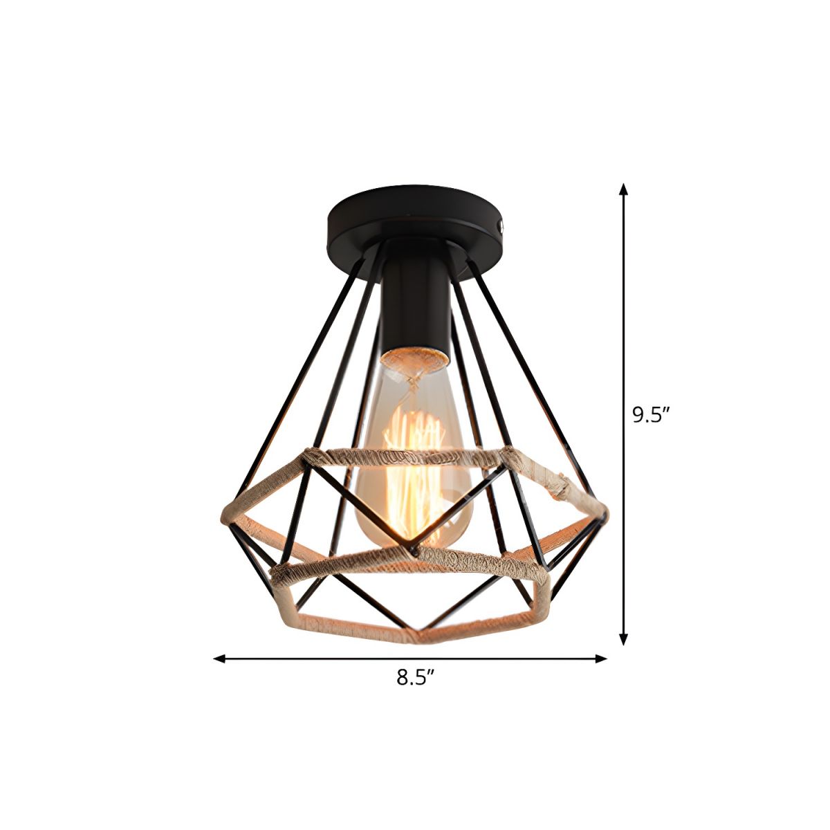 Ceiling Light Metal Rope Diamond Industrial Style | Norevo