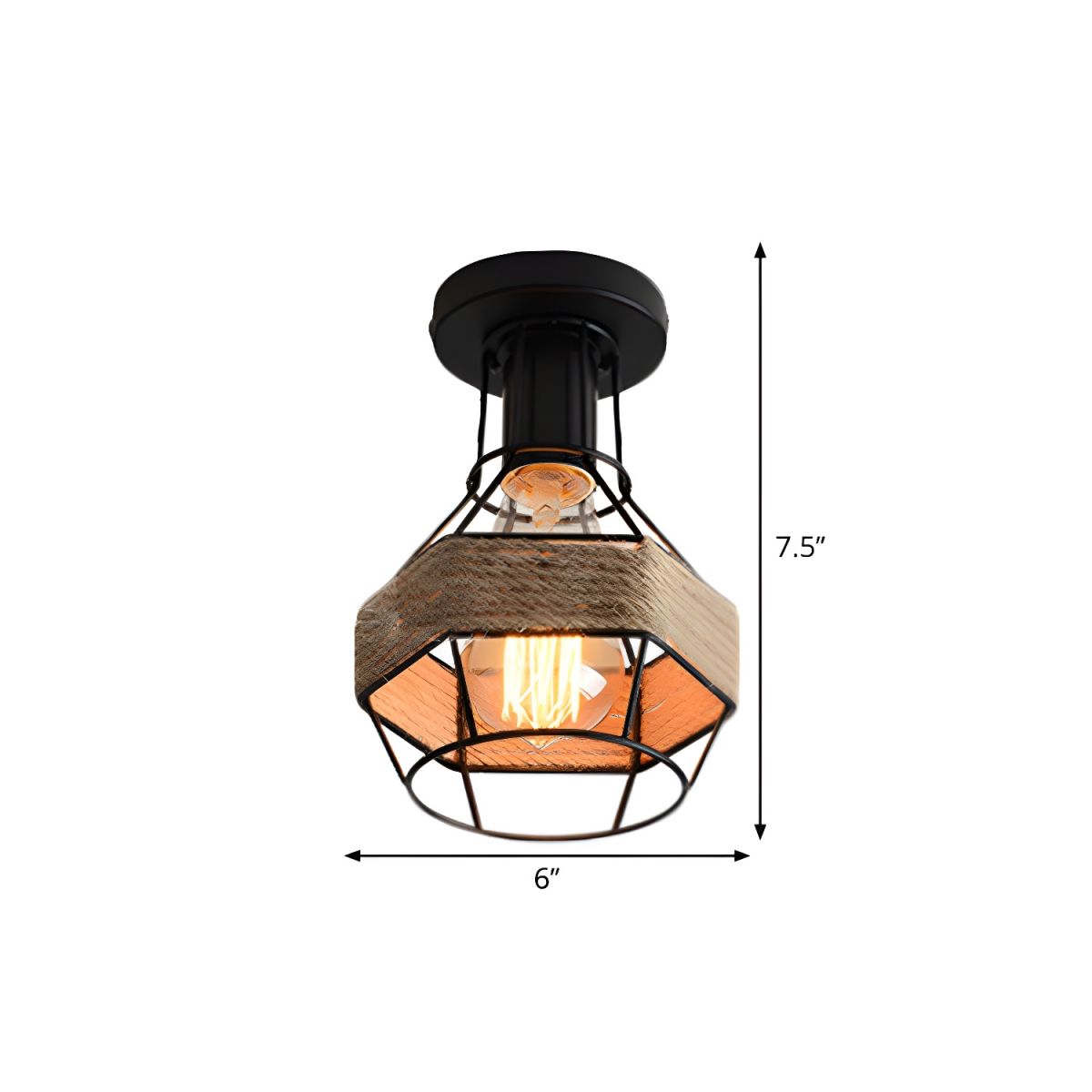 Ceiling Light Metal Rope Globe Cage Industrial Lodge | Veliro