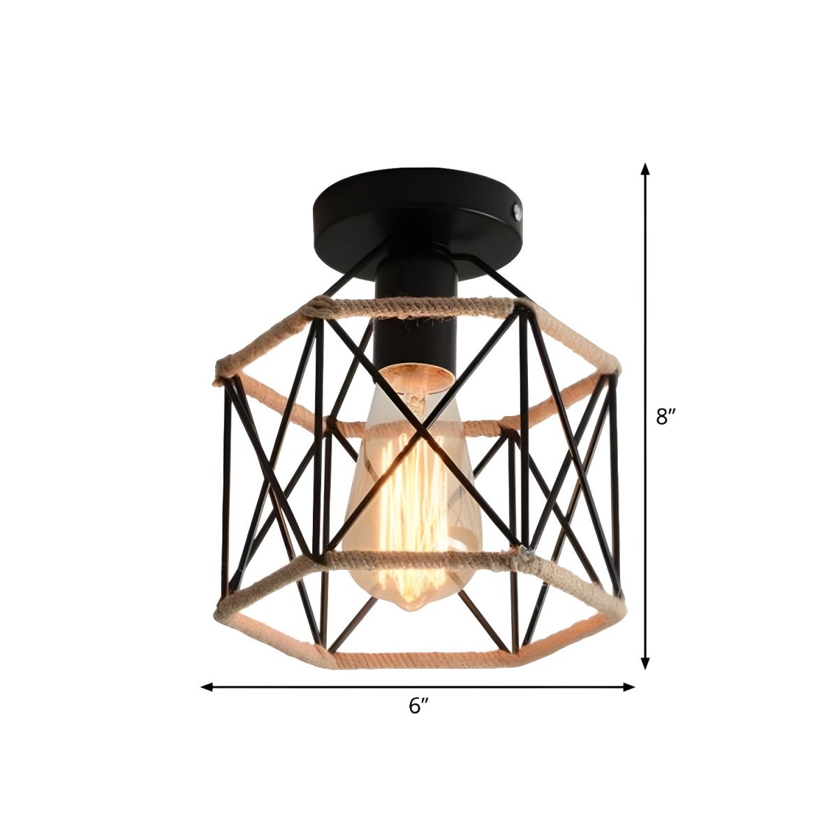 Ceiling Light Metal Rope Hexagon Industrial Style | Norvik