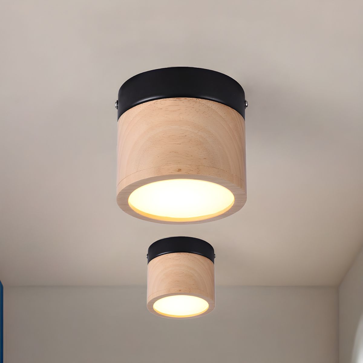 Ceiling Light Nordic Wood Shade Flush Mount | Orrana