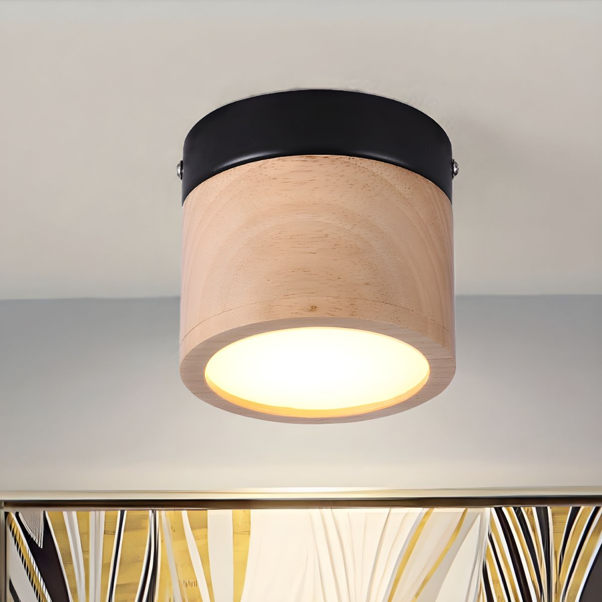 Ceiling Light Nordic Wood Shade Flush Mount | Orrana