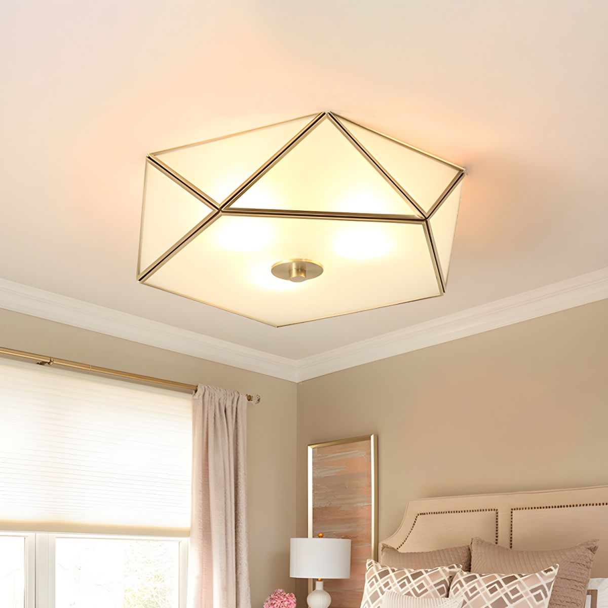 Ceiling Light Prismatic Frosted Glass Vintage Flush Mount | Brivora