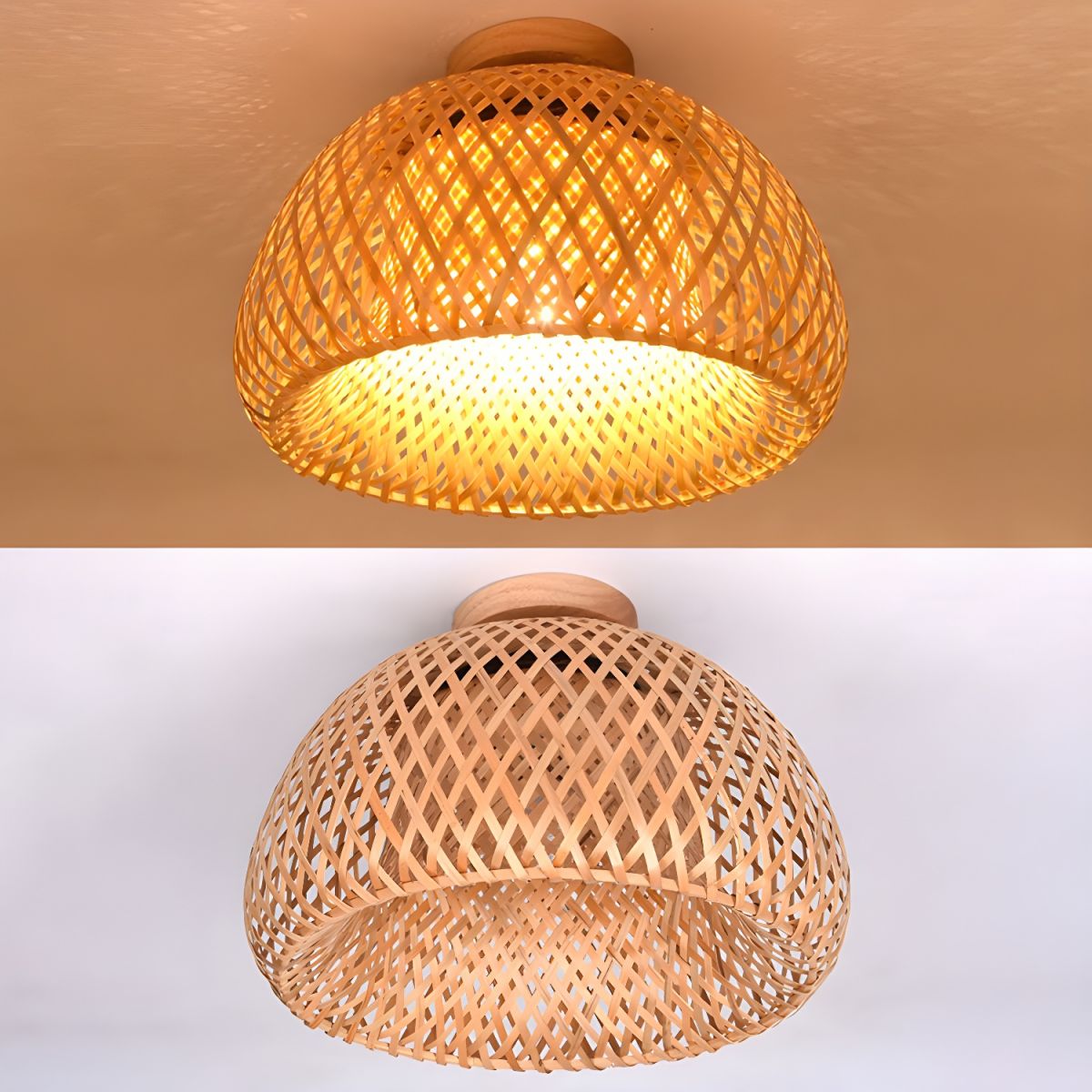 Ceiling Light Rattan Semi Flush in Oriental Style | Olivan