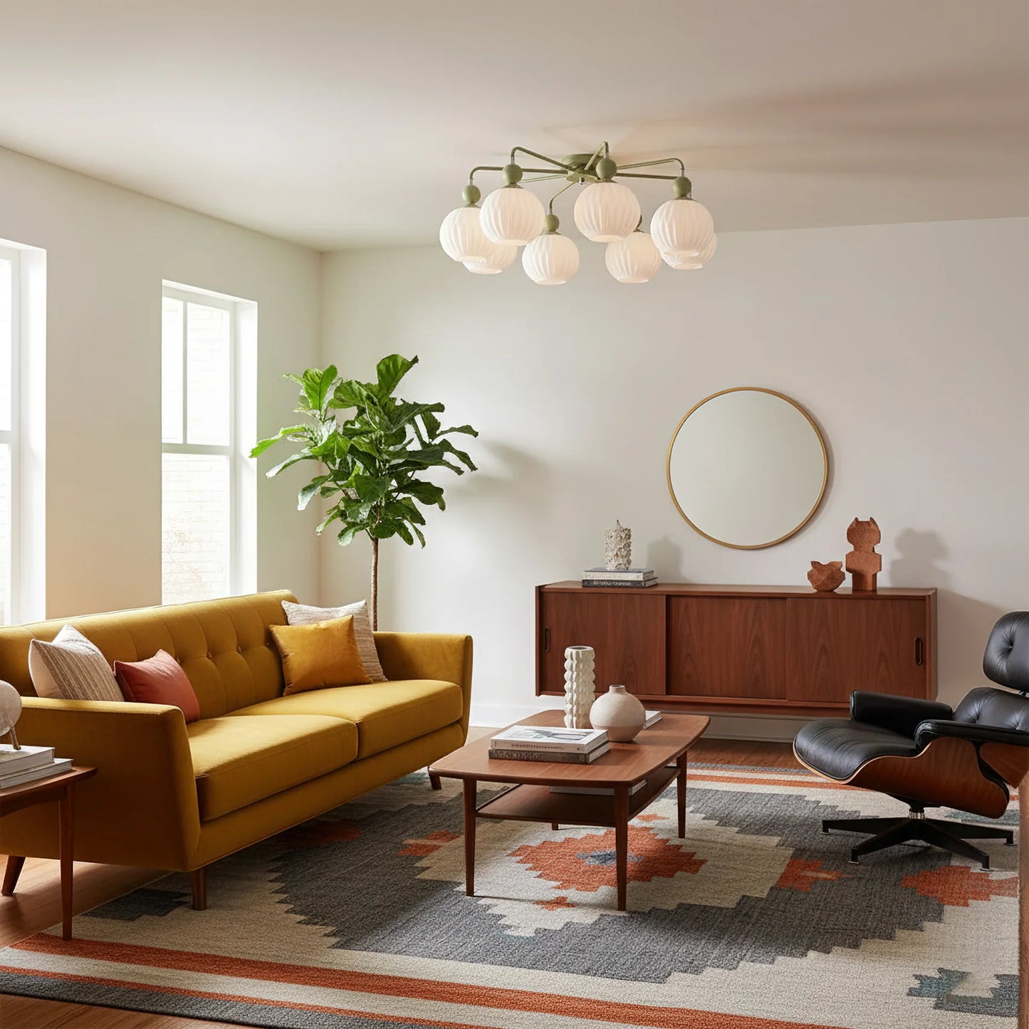 Ceiling Light Ribbed Glass Modern Interior | Renova