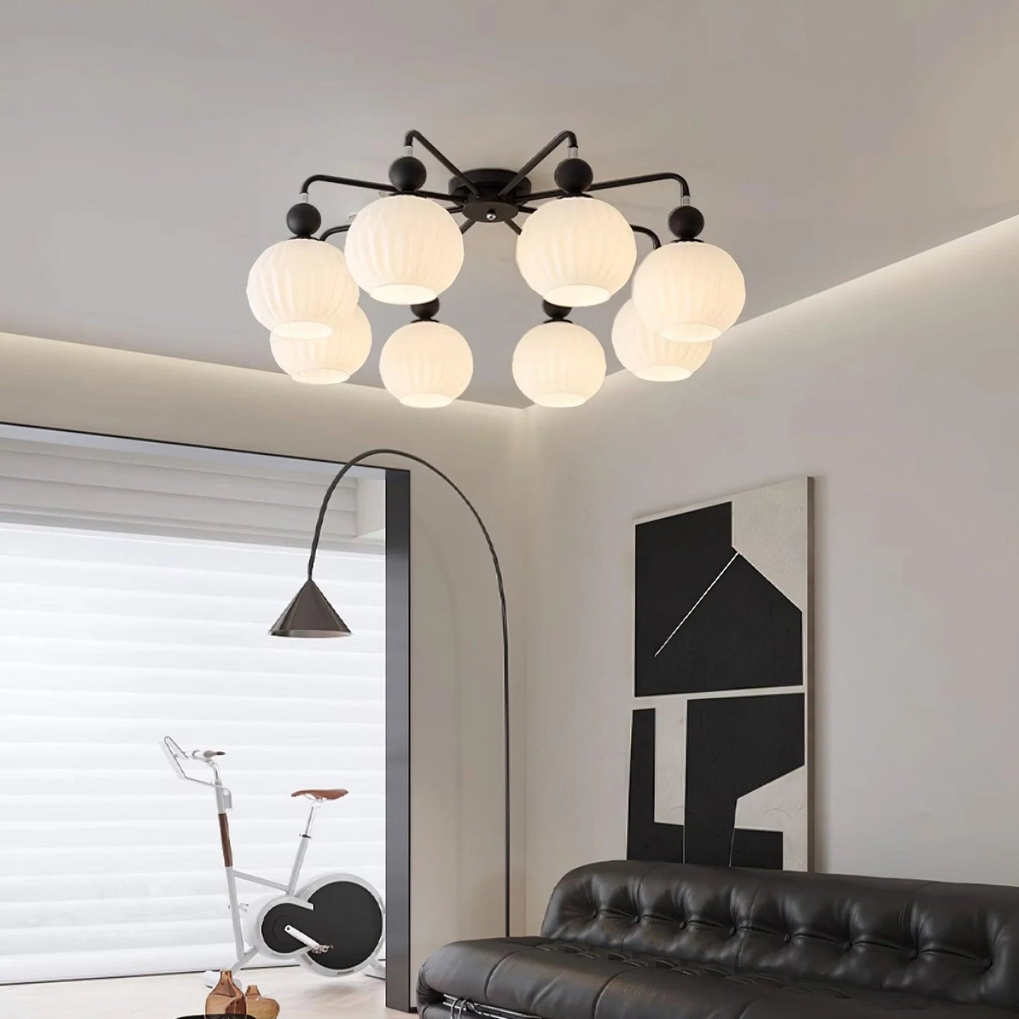 Ceiling Light Ribbed Glass Modern Interior | Renova