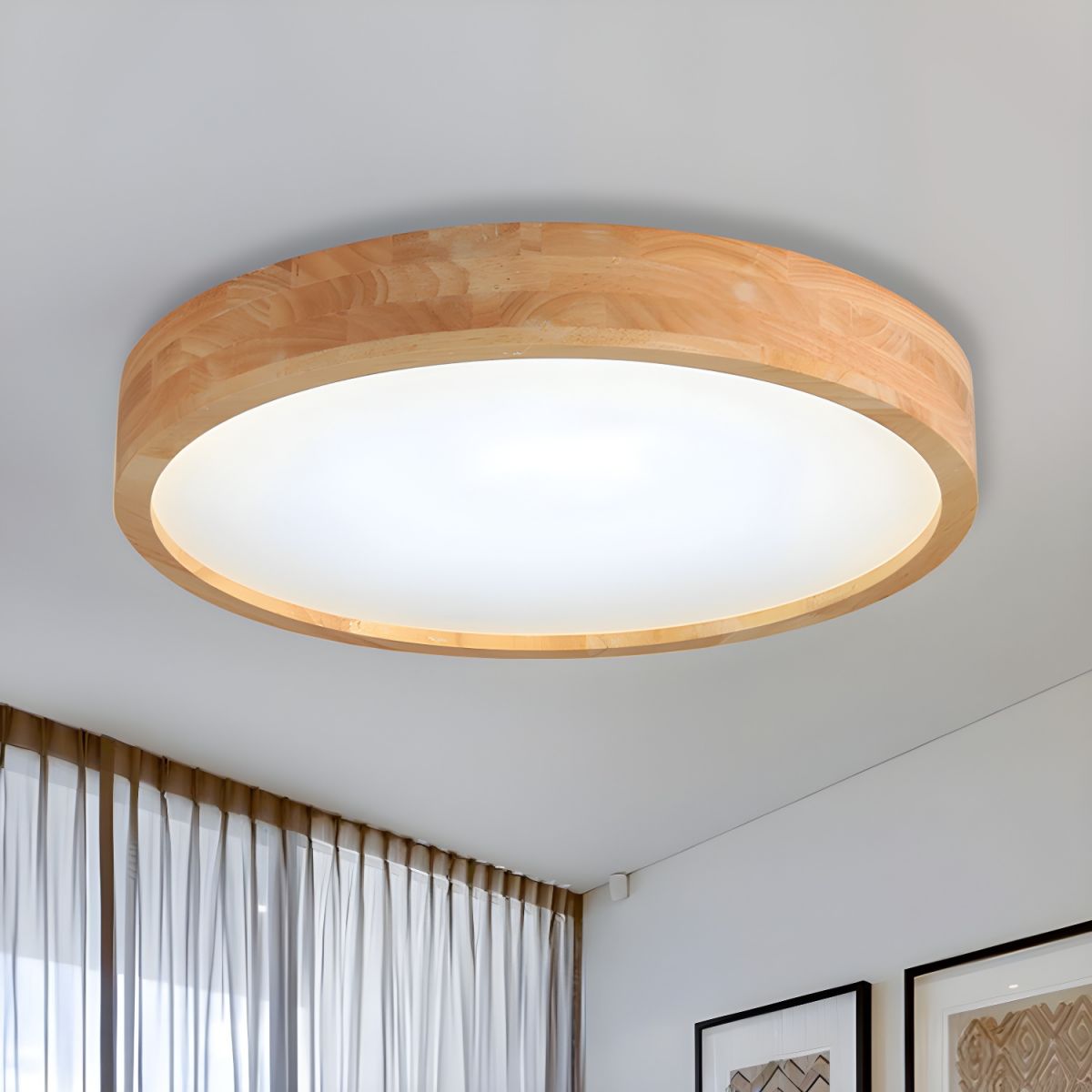 Ceiling Light Round Wood LED Flush Mount Nordic Style | Zanira