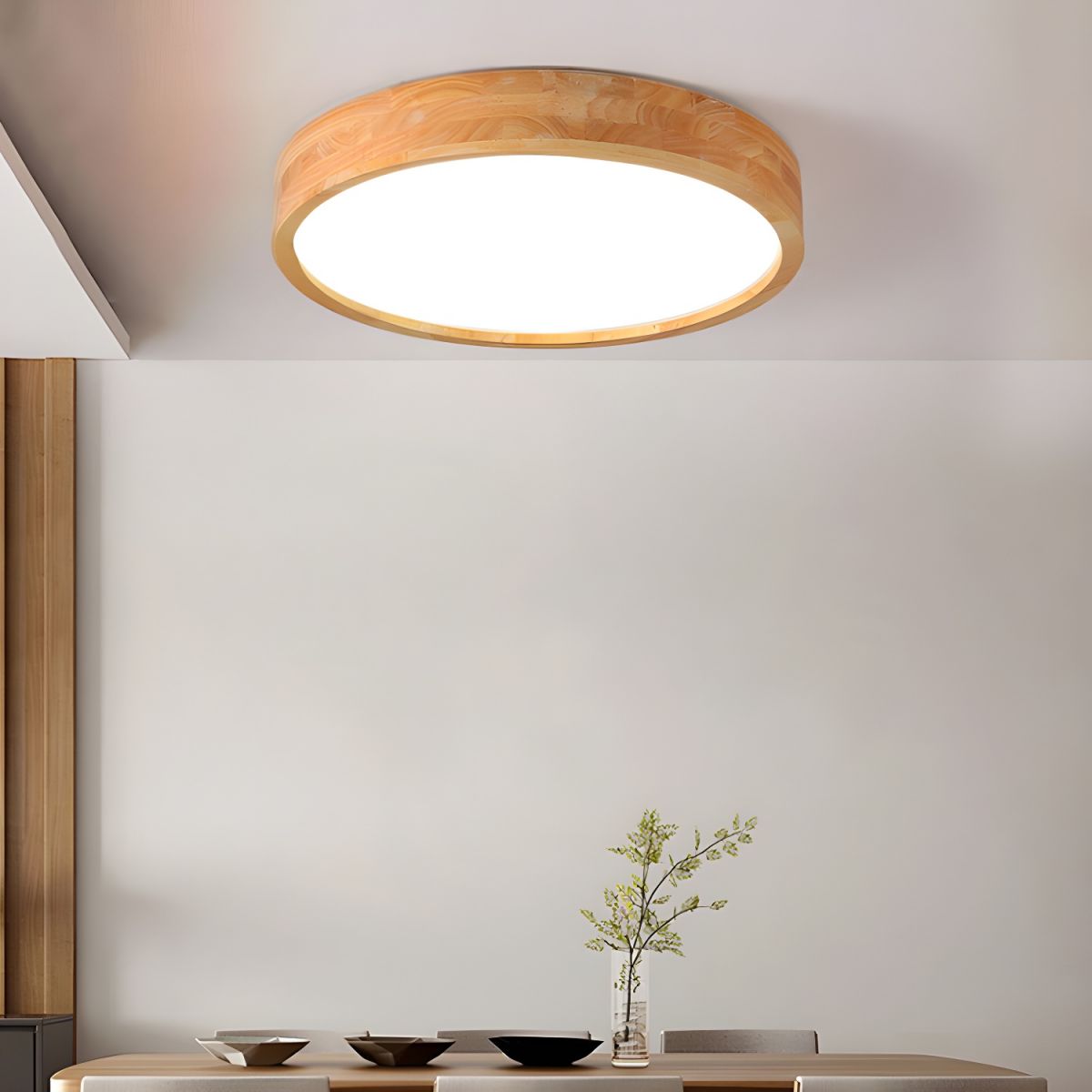 Ceiling Light Round Wood LED Flush Mount Nordic Style | Zanira