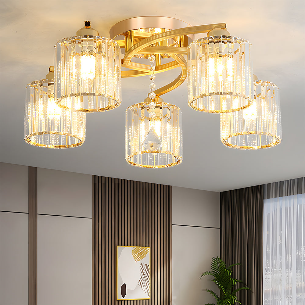 Ceiling Light Semi Flush Crystal Build for Home Lighting | Aleris
