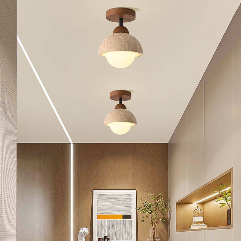 Ceiling Light Semi Flush White Glass Japanese Style | Oritan