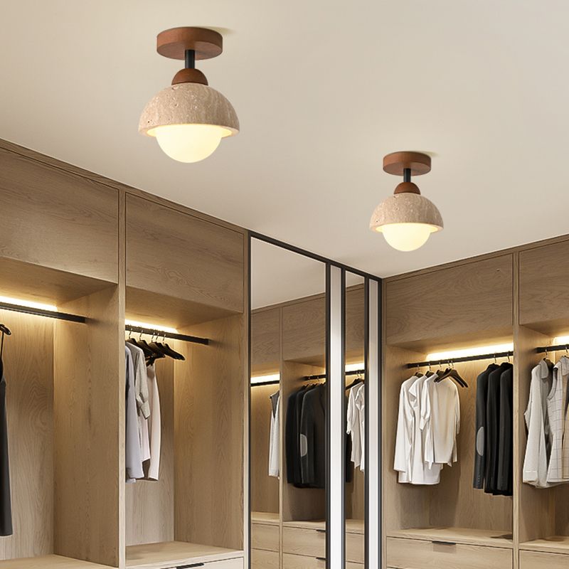 Ceiling Light Semi Flush White Glass Japanese Style | Oritan