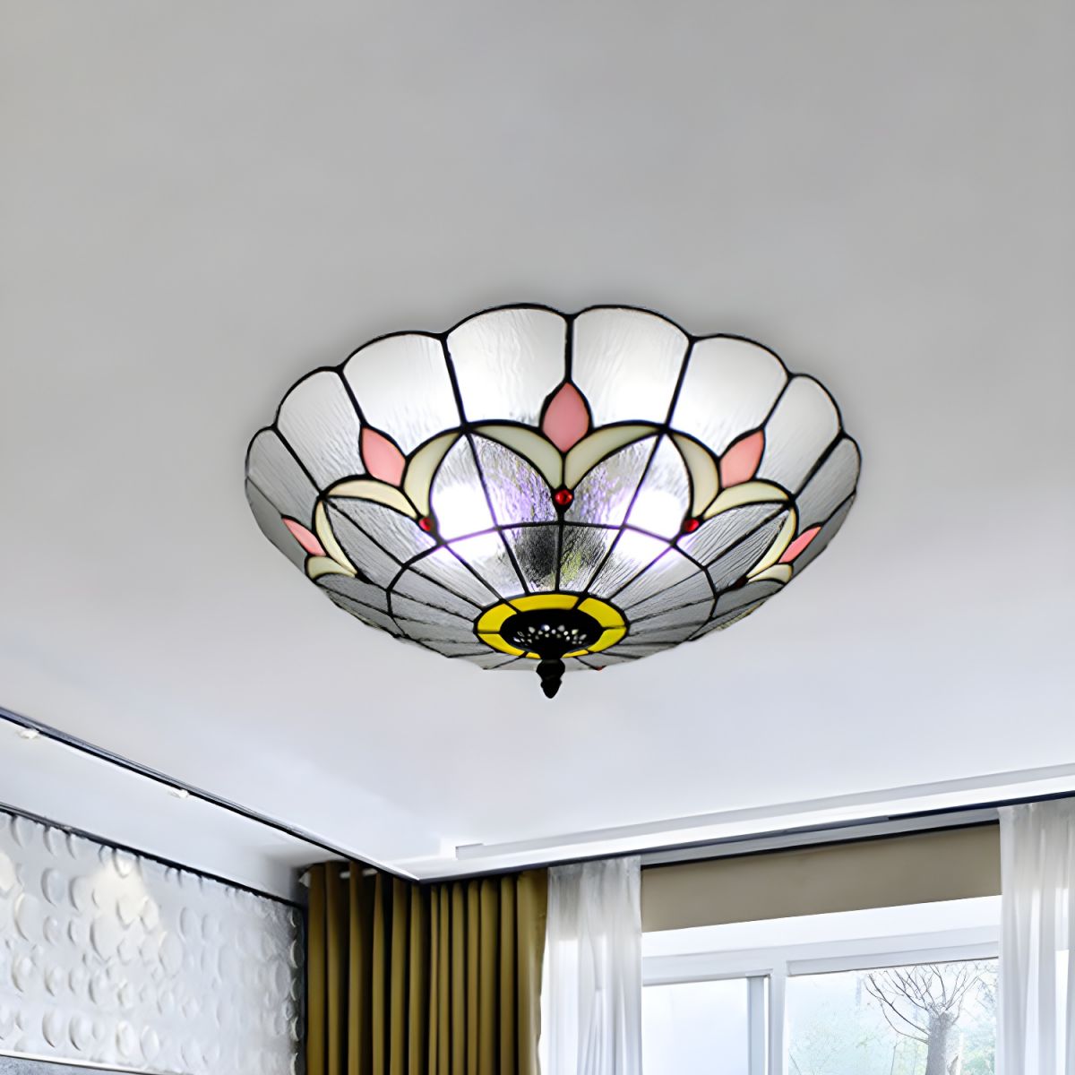Ceiling Light Tiffany Glass Bowl Classic Flush Mount | Floreva