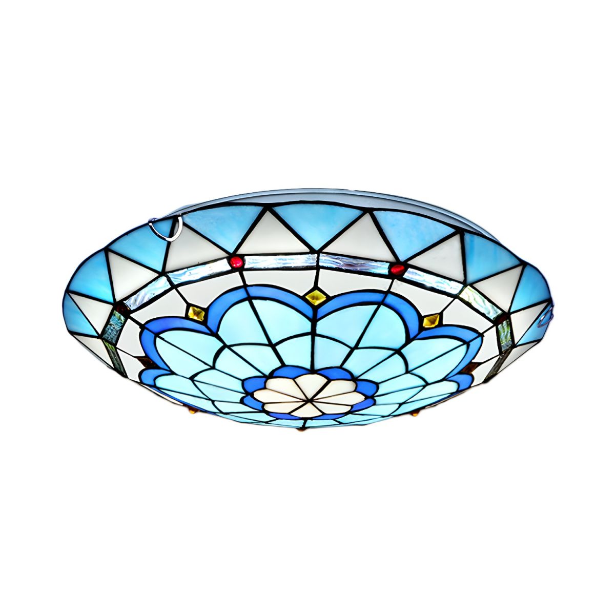 Ceiling Light Tiffany Glass Flush Mount in Blue | Olivra