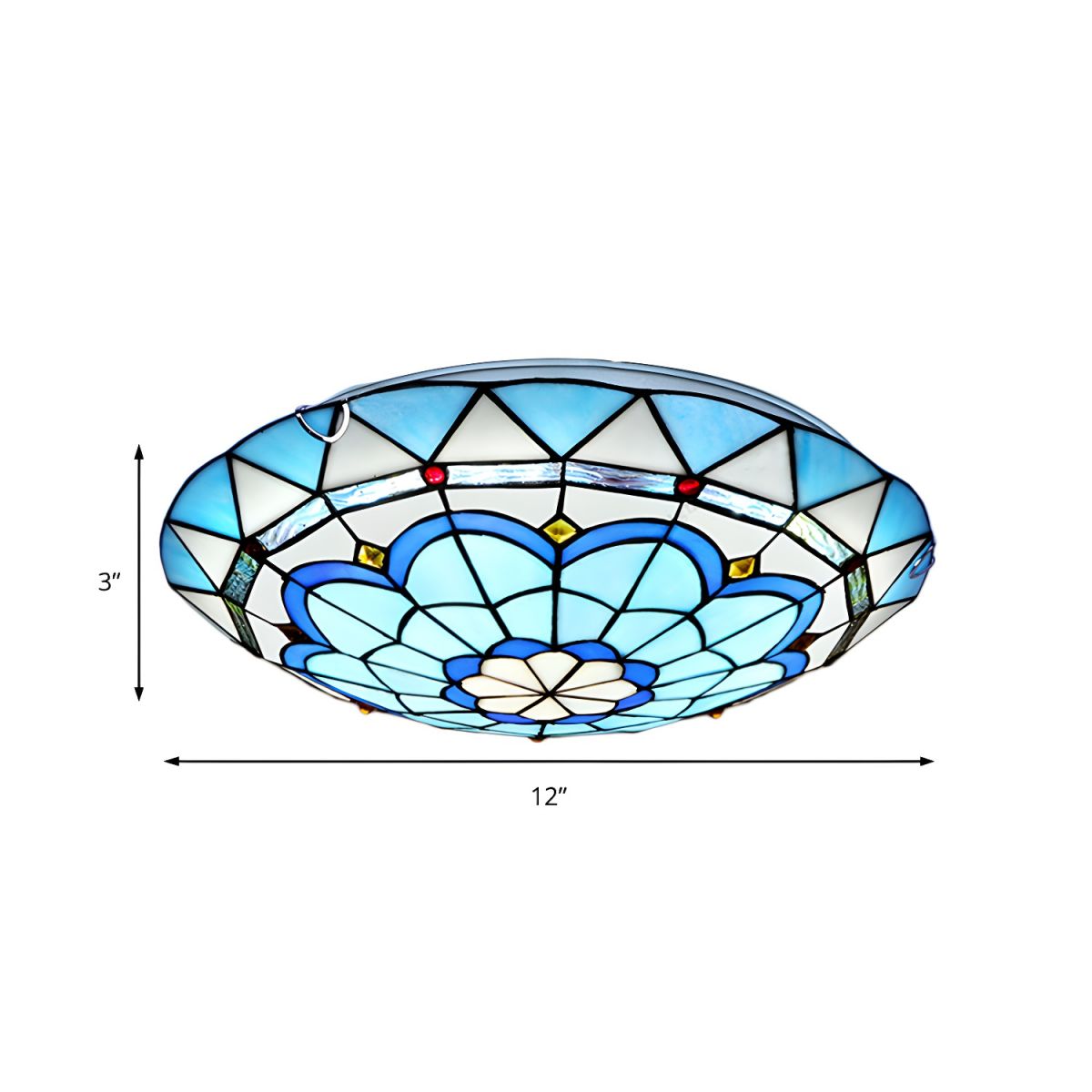 Ceiling Light Tiffany Glass Flush Mount in Blue | Olivra
