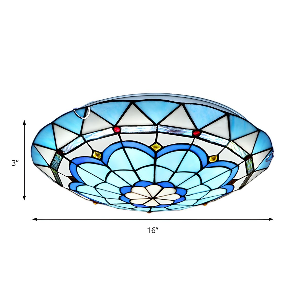 Ceiling Light Tiffany Glass Flush Mount in Blue | Olivra