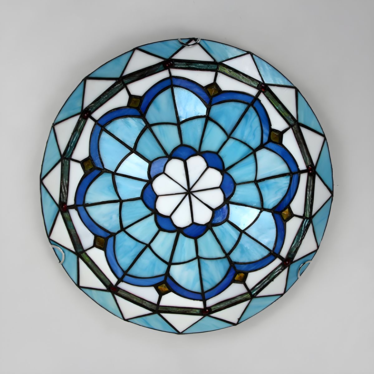 Ceiling Light Tiffany Glass Flush Mount in Blue | Olivra