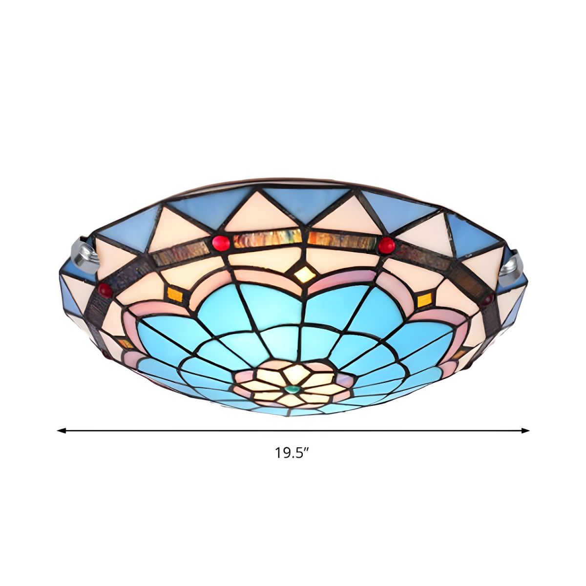 Ceiling Light Tiffany Glass Flush Mount in Blue | Olivra