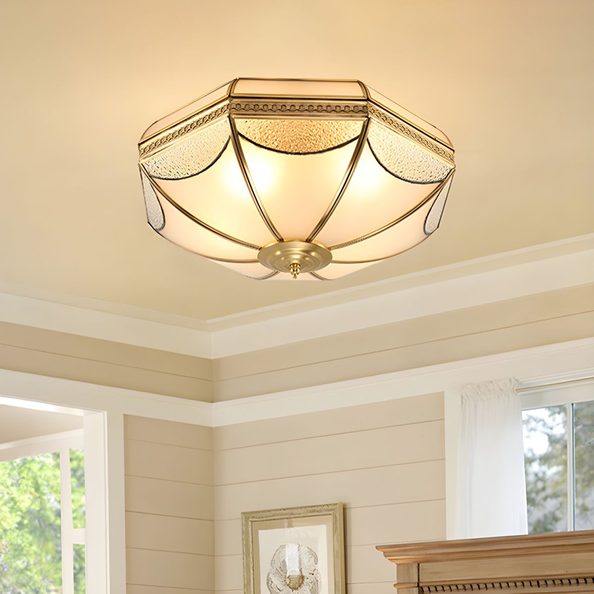 Ceiling Light Vintage Colonial Style Flush Mount Glass | Solmere