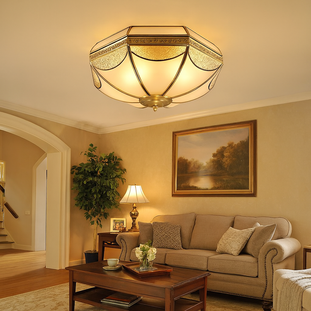 Ceiling Light Vintage Colonial Style Flush Mount Glass | Solmere